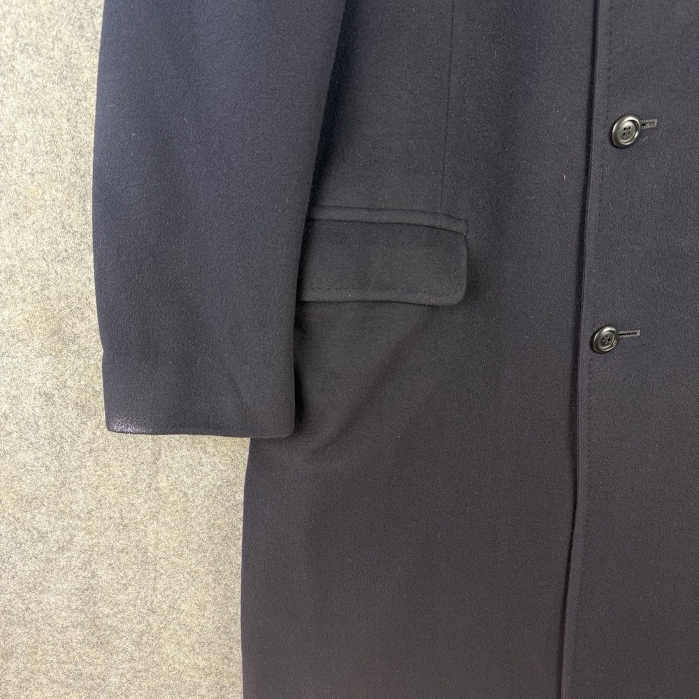 Vintage Karamai 100% Cashmere Overcoat Dark Navy Mens 44 Union Made Top Coat - Picture 4 of 13